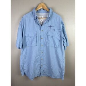 Guy Harvey by AFTCO Bluewater Men's Short Sleeve Button Up Shirt Size L Marlin
